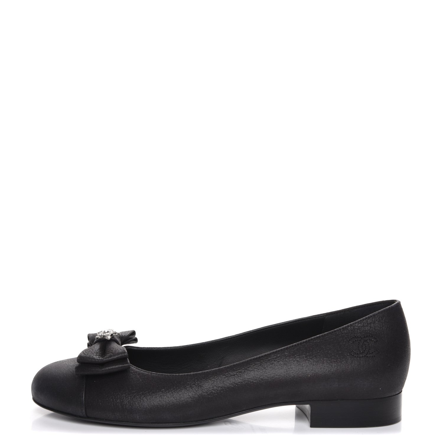 Chanel Buffalo Glitter Bow Ballerina Flats 38.5 Black 1 of 8