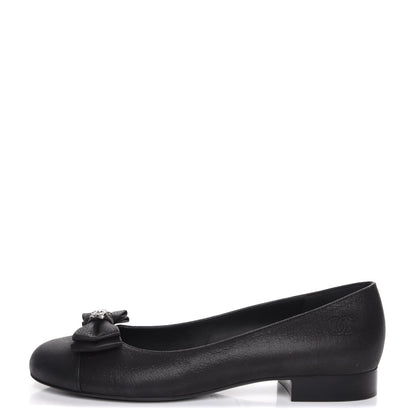 Chanel Buffalo Glitter Bow Ballerina Flats 38.5 Black 1 of 8