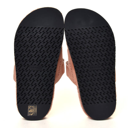Hermes Suede Goatskin Woolskin Womens Chypre Sandals 37 Rose Aube 6 of 7