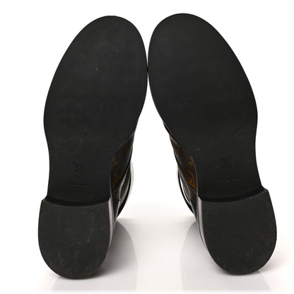 Louis Vuitton Calfskin Monogram Wonderland Flat Ranger Boots 40 Black 5 of 7