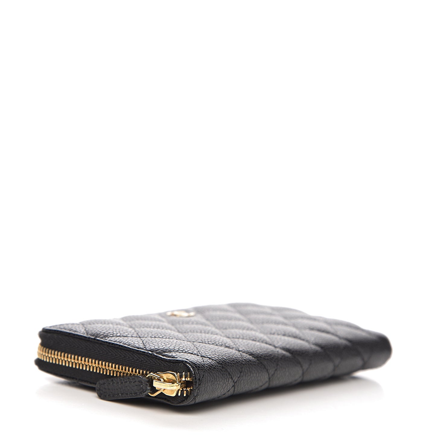 Caviar Quilted Large Gusset Zip Around Wallet Black