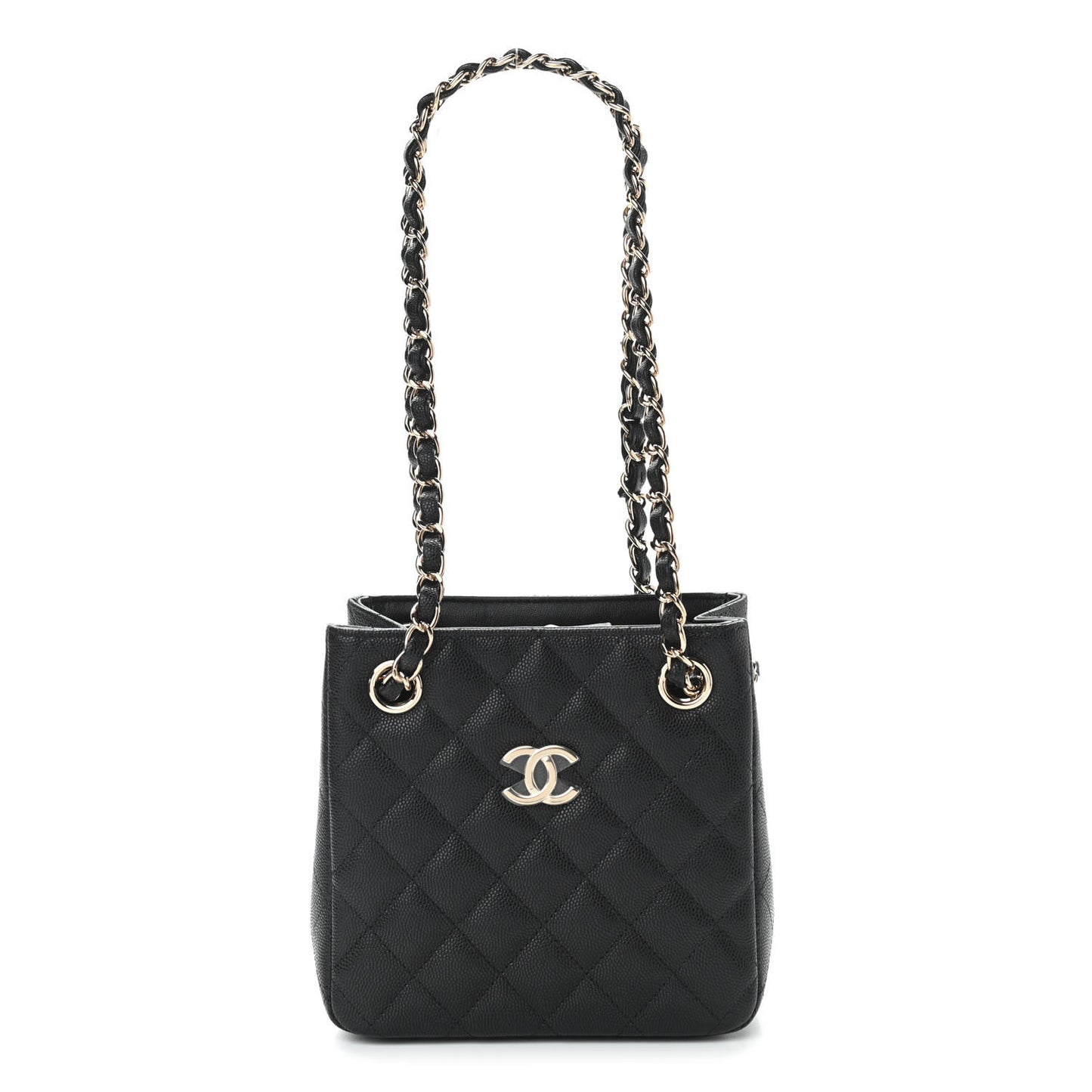 Caviar Quilted Mini Bucket Bag Black