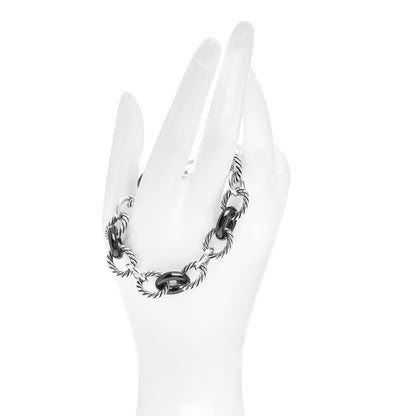 David Yurman Sterling Silver Ceramic 13mm Large Oval Link Bracelet Black 2 of 4