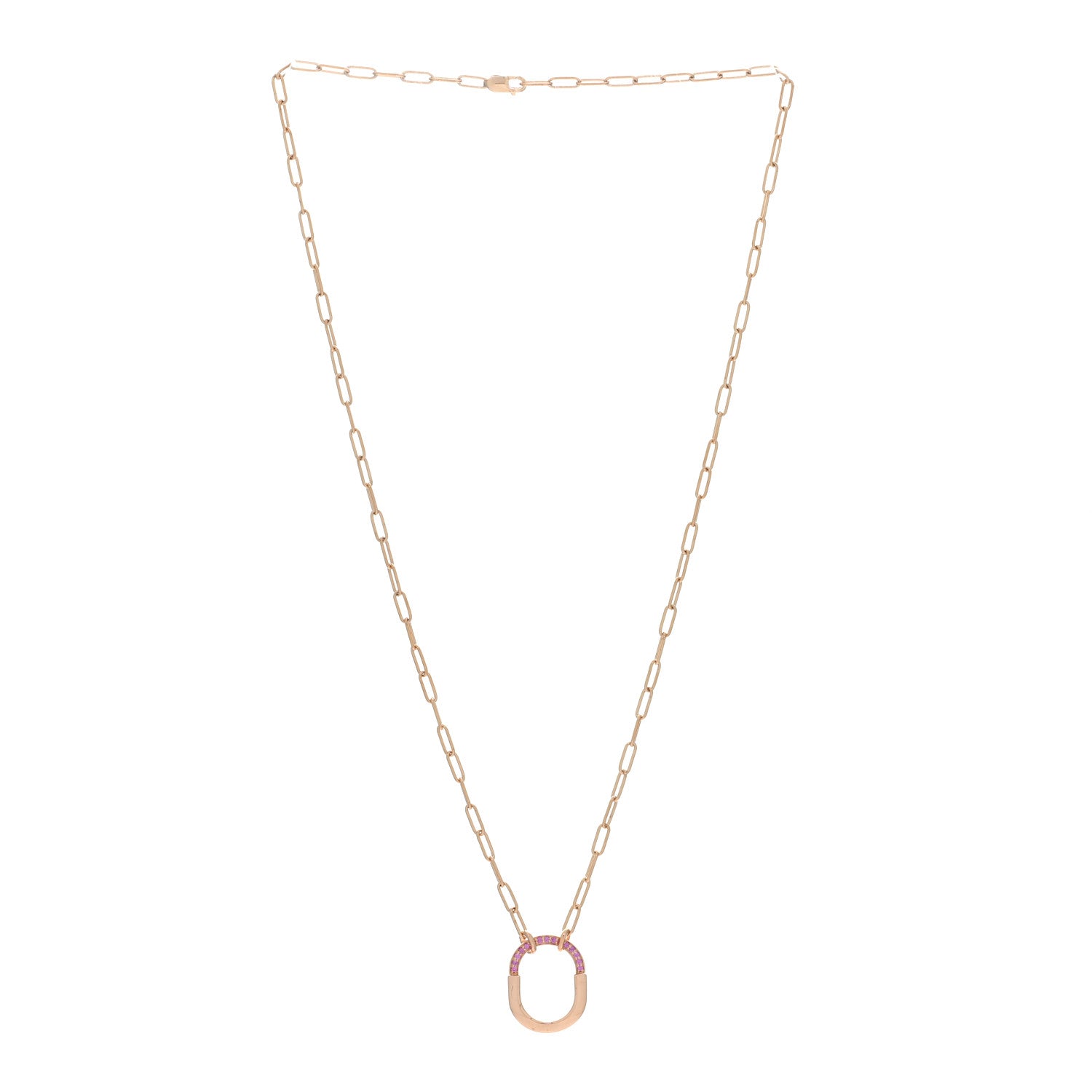 Tiffany 18K Rose Gold Pink Sapphire Small Lock Pendant Necklace 4 of 6