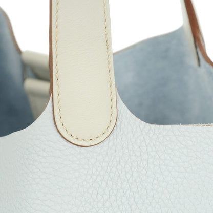 Hermes Taurillon Clemence Swift Picotin Lock 22 MM Bleu Pale Gris Perle 9 of 10