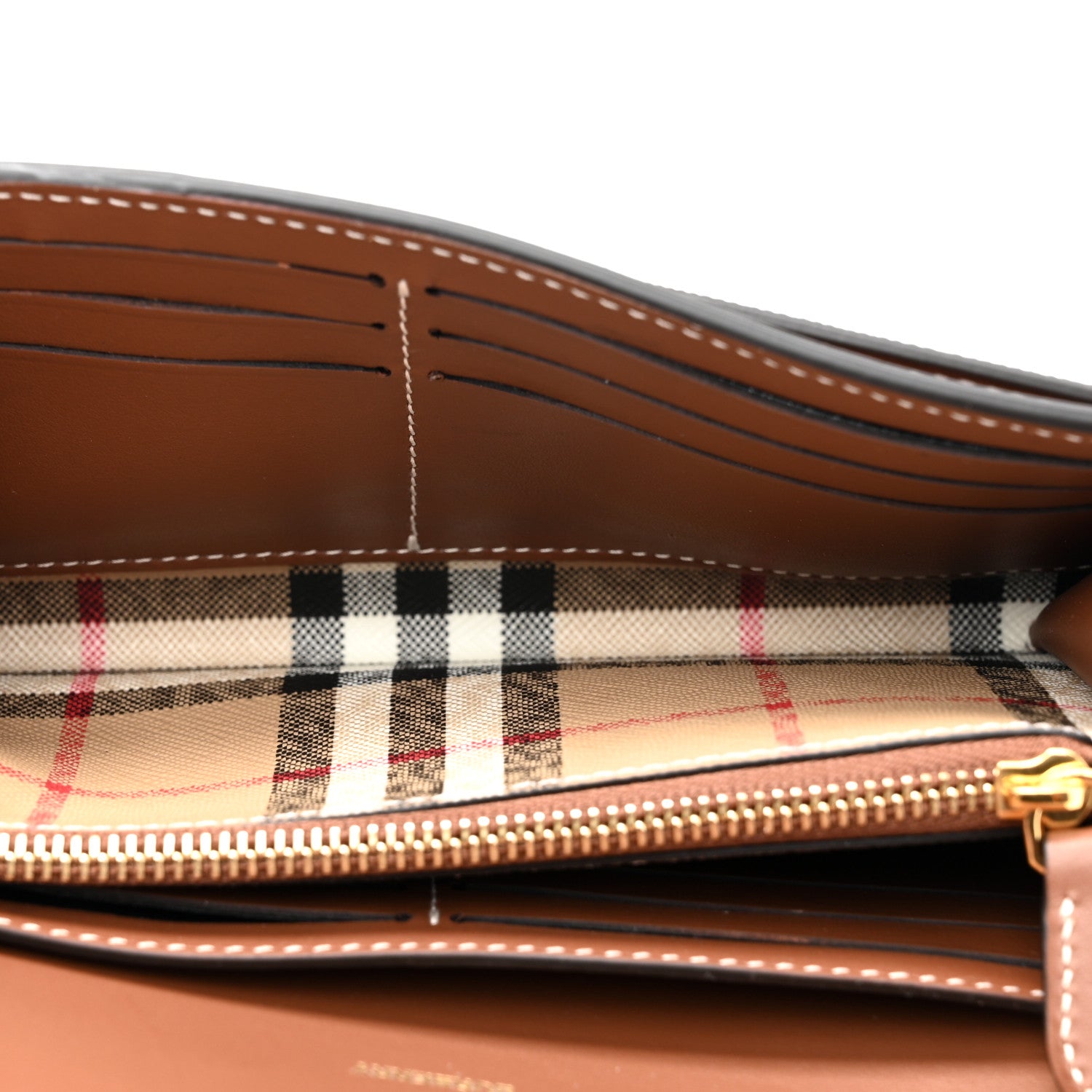 Burberry Vintage Check Grain Calfskin Halton Wallet Tan 5 of 11