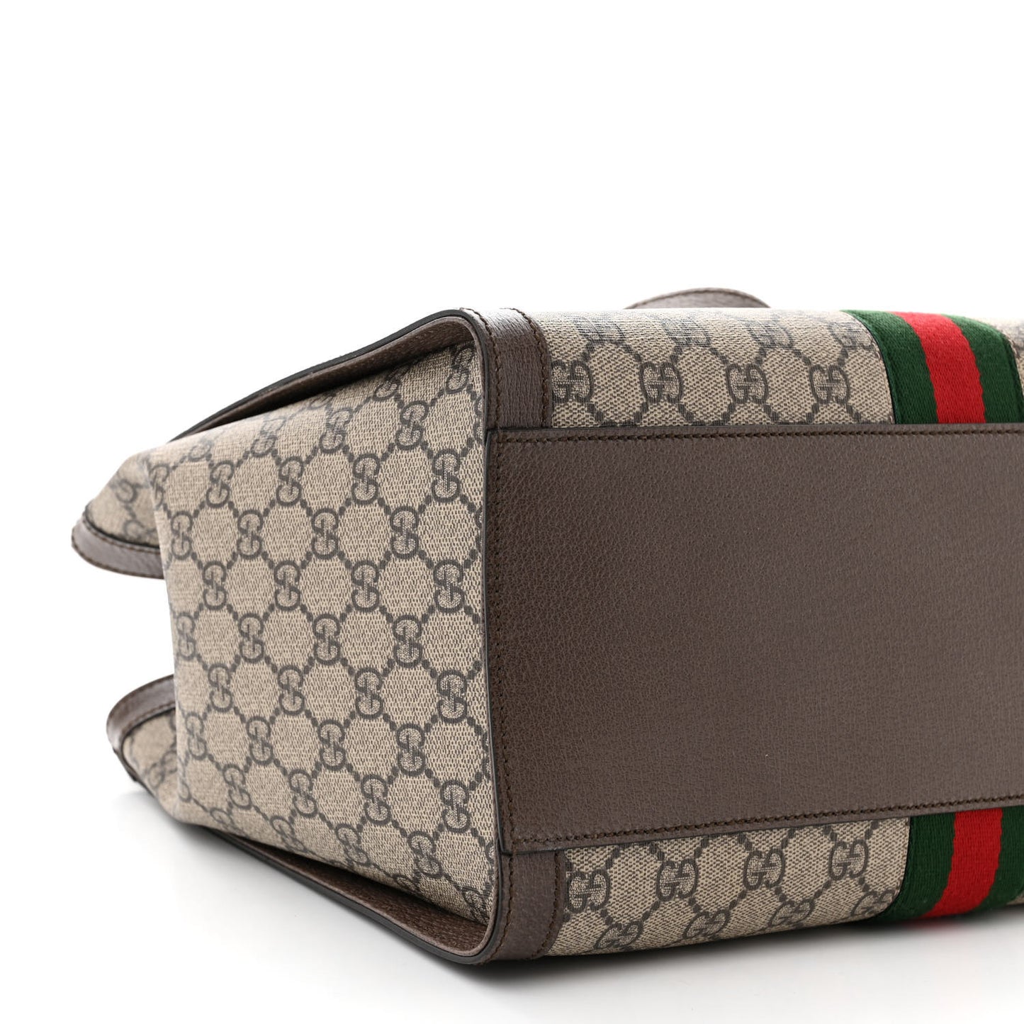 GG Supreme Monogram Web Medium Ophidia Tote Bag Brown