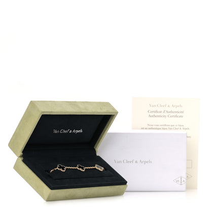 Van Cleef & Arpels 18K Yellow Gold Black Onyx 5 Motifs Vintage Alhambra Bracelet 5 of 5