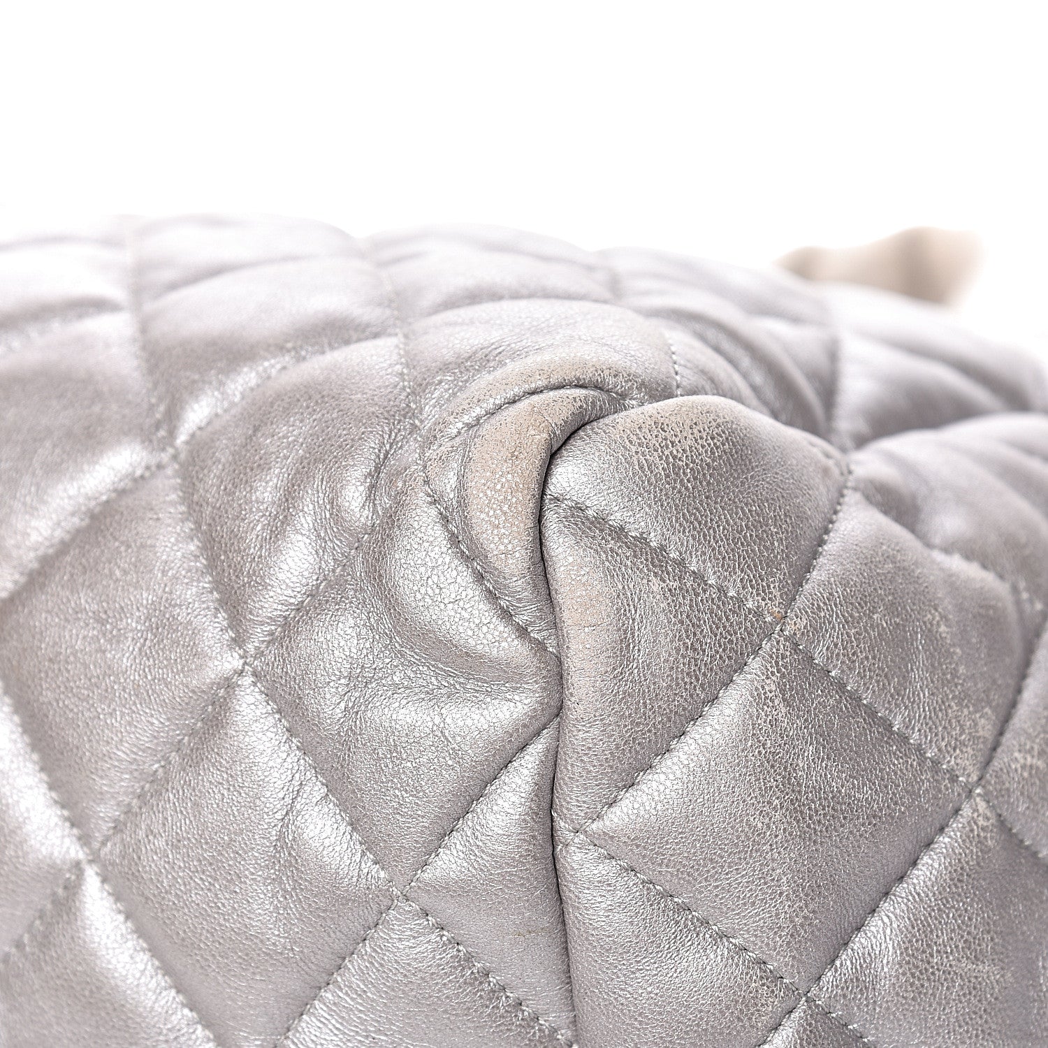Chanel Metallic Lambskin Quilted Coco Cocoon Bowler Silver 12 of 17