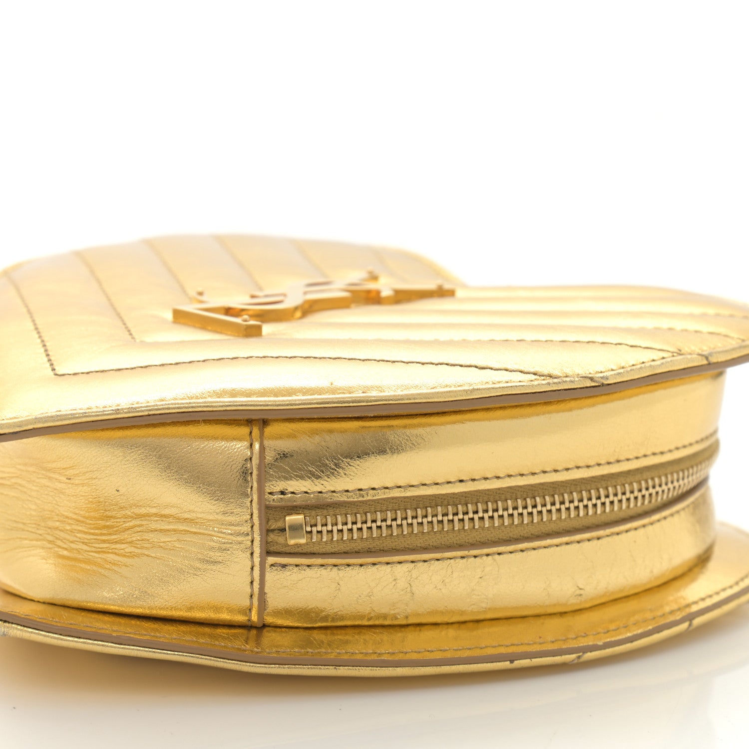 Saint Laurent Metallic Calfskin Matelasse Chevron Monogram Small Love Heart Chain Bag Gold 10 of 10