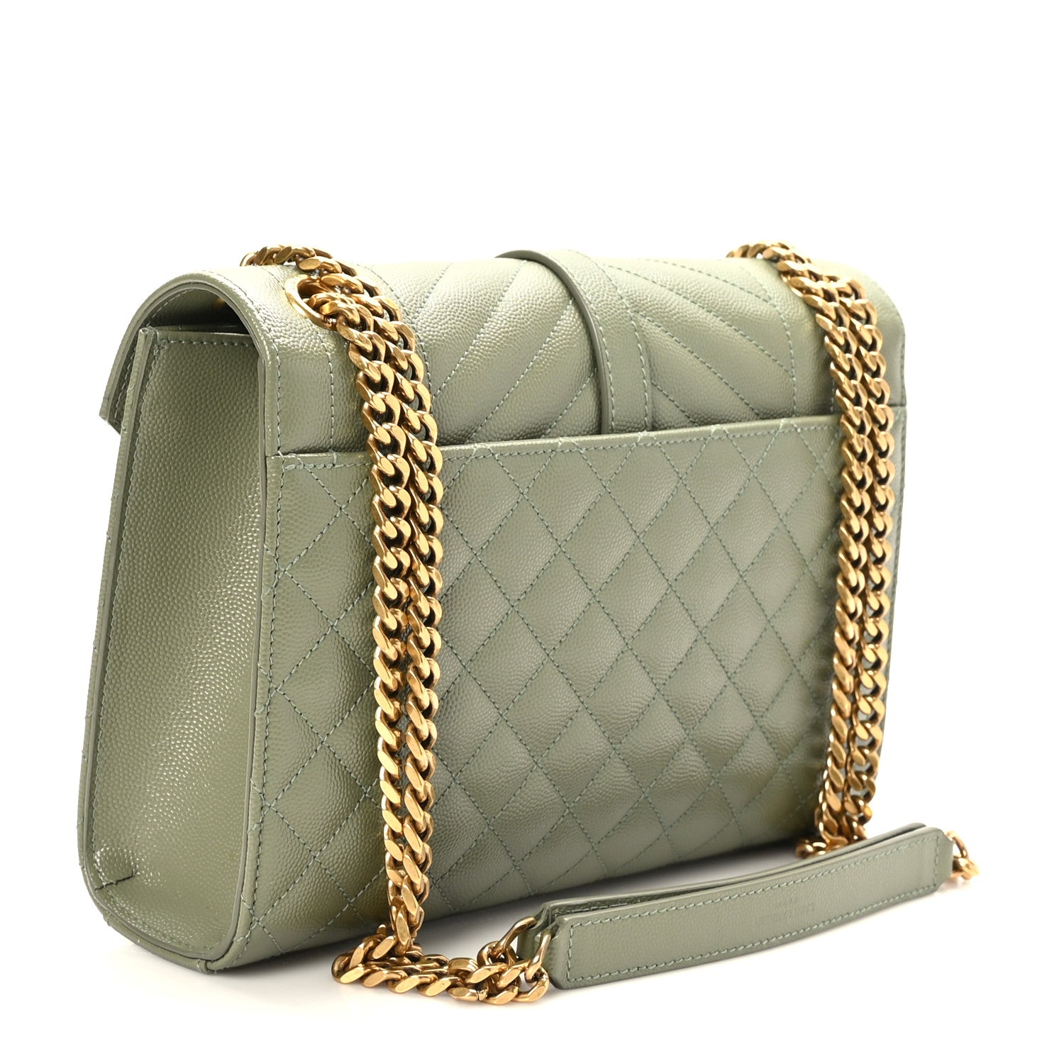 Saint Laurent Grain De Poudre Textured Mixed Matelasse Triquilt Medium Monogram Satchel Light Sage 3 of 9