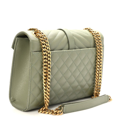 Saint Laurent Grain De Poudre Textured Mixed Matelasse Triquilt Medium Monogram Satchel Light Sage 3 of 9