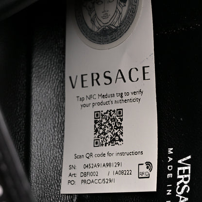 Versace Satin Crystal Virtus Mini Chain Shoulder Bag Black 7 of 11
