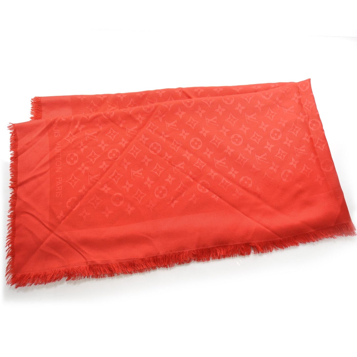 Wool Silk Monogram Shawl Red