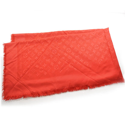 Louis Vuitton Wool Silk Monogram Shawl Red 1 of 6