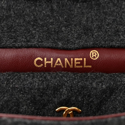 Chanel Lambskin Felt Quilted Small Single Flap With Pouch Grey Black 7 of 12