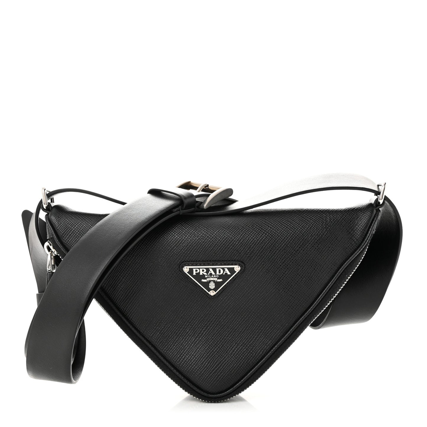 Saffiano Triangle Belt Bag Black