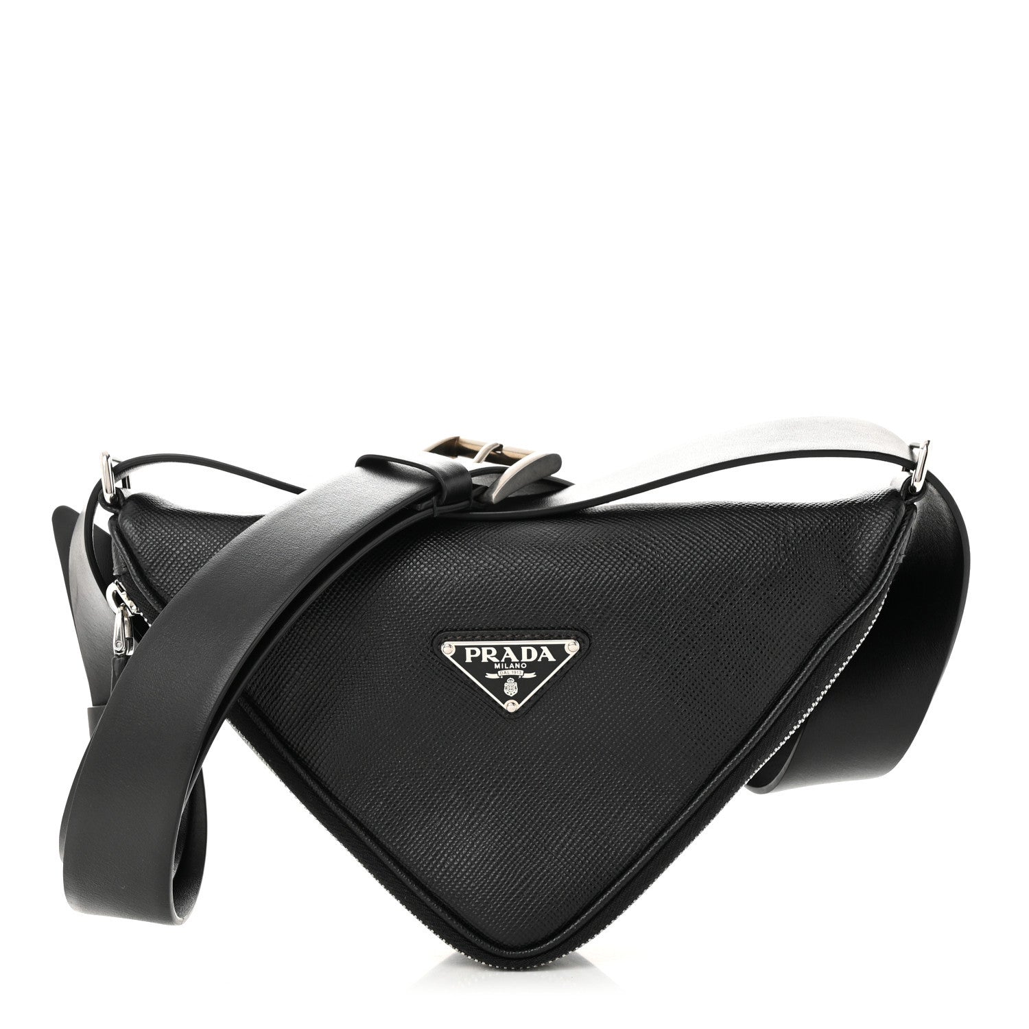 Prada Saffiano Triangle Belt Bag Black 1 of 11