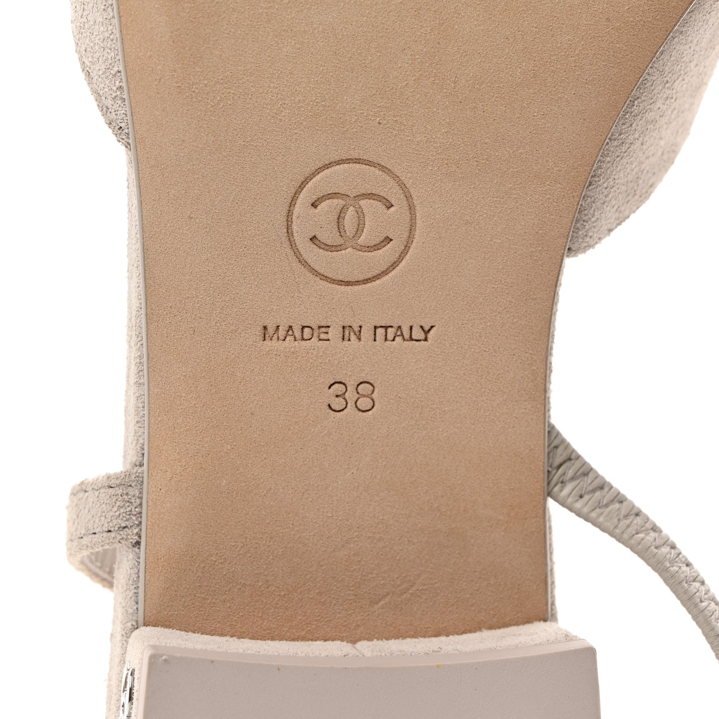 Suede Cap Toe CC Coco Slingback Pumps 38 Light Grey