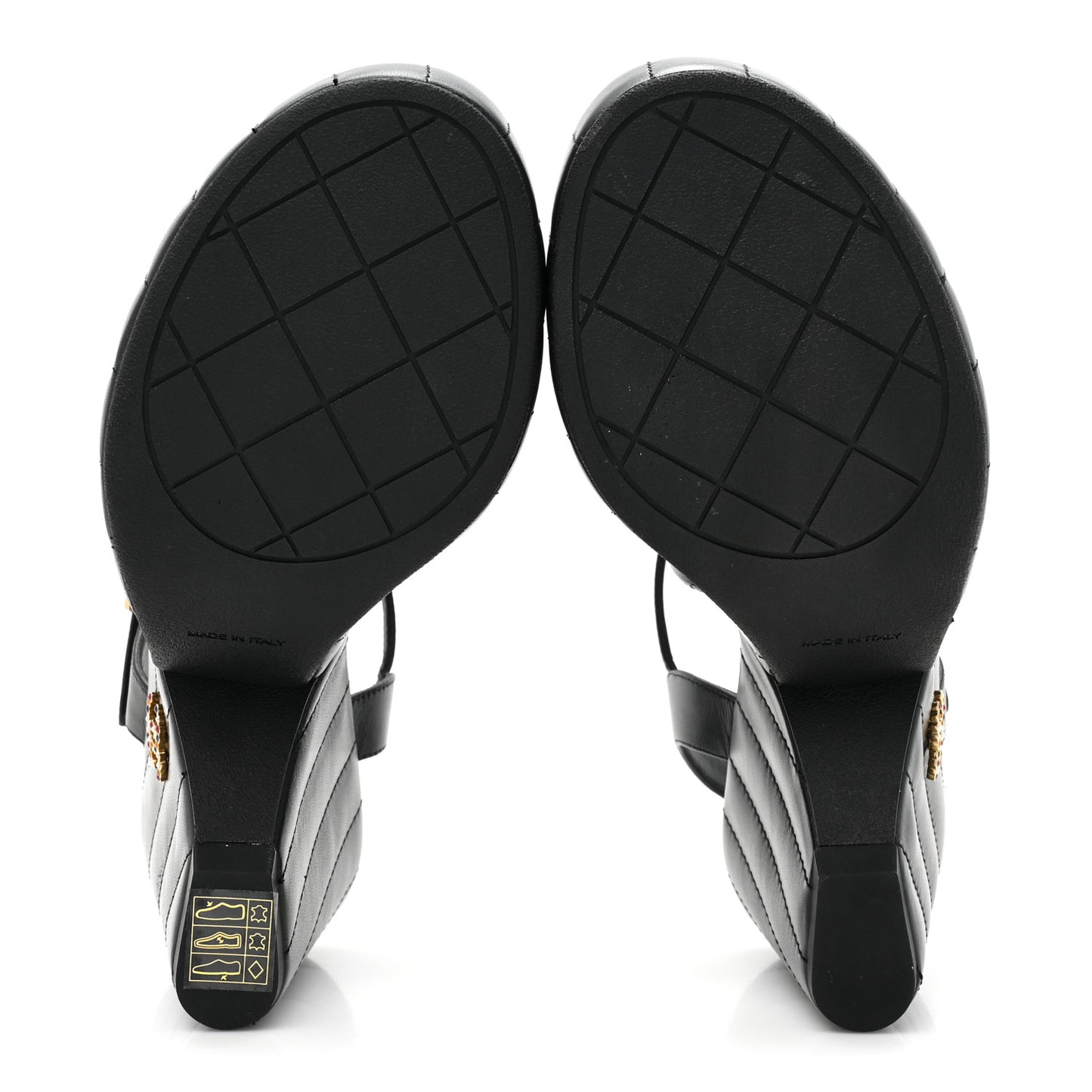 Lambskin Quilted Peep Toe Wedge Sandals 38.5 Black