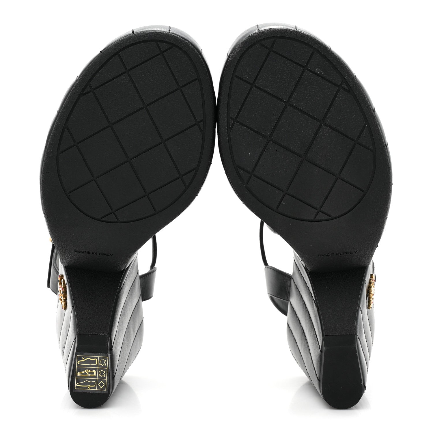 Chanel Lambskin Quilted Peep Toe Wedge Sandals 38.5 Black 5 of 9