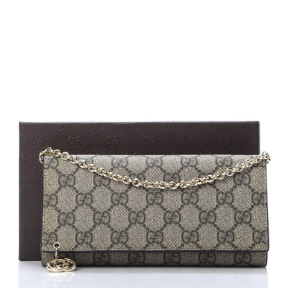 Gucci GG Plus Monogram GG Pierce Chain Clutch Wallet Beige Ebony Black 10 of 10