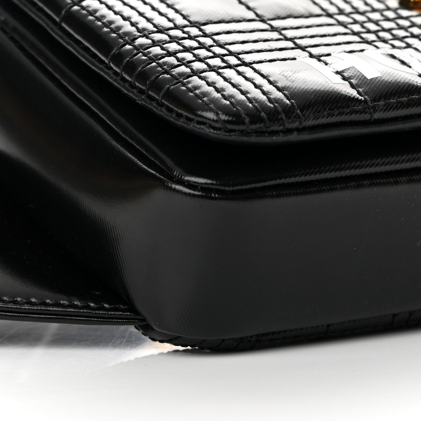 Patent Quilted Horseferry Print Lola Bum Bag Black