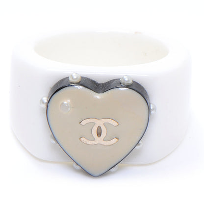 Chanel Resin Pearl CC Heart Ring 7 1 of 4