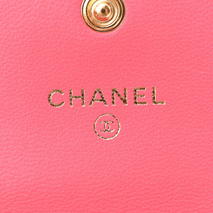 Chanel Lambskin Quilted Chanel 19 Flap Coin Purse With Chain Dark Pink 7 of 12
