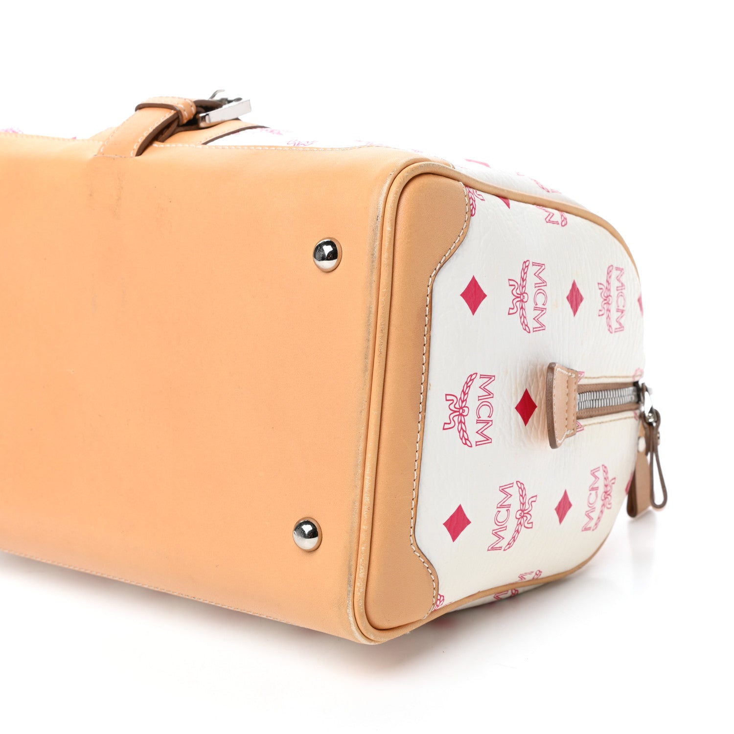 MCM Visetos Boston Bag White 9 of 11