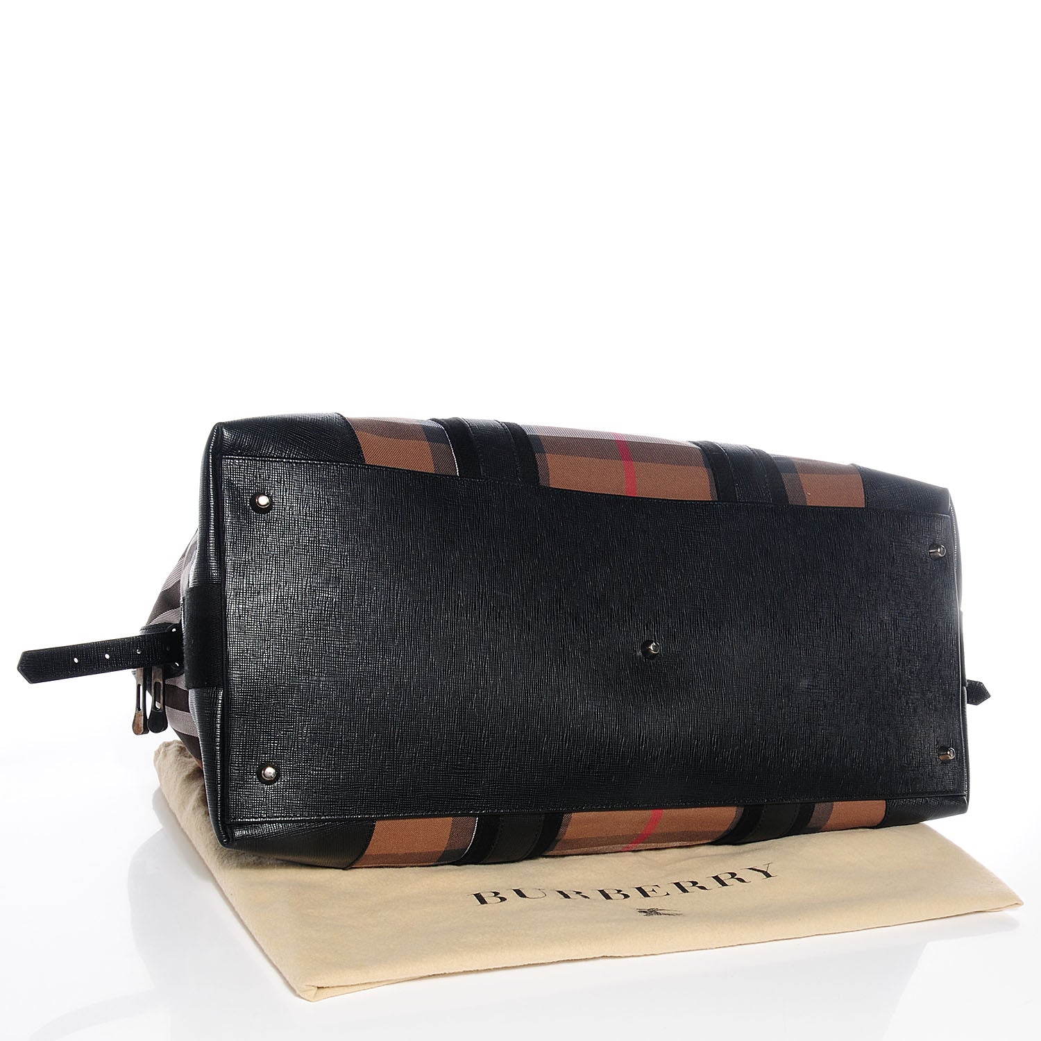 Burberry Textured Leather House Check Holdall Black 4 of 11