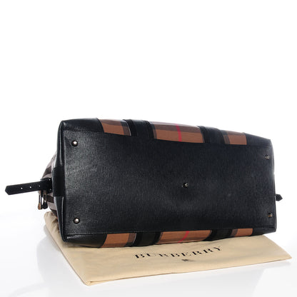 Burberry Textured Leather House Check Holdall Black 4 of 11