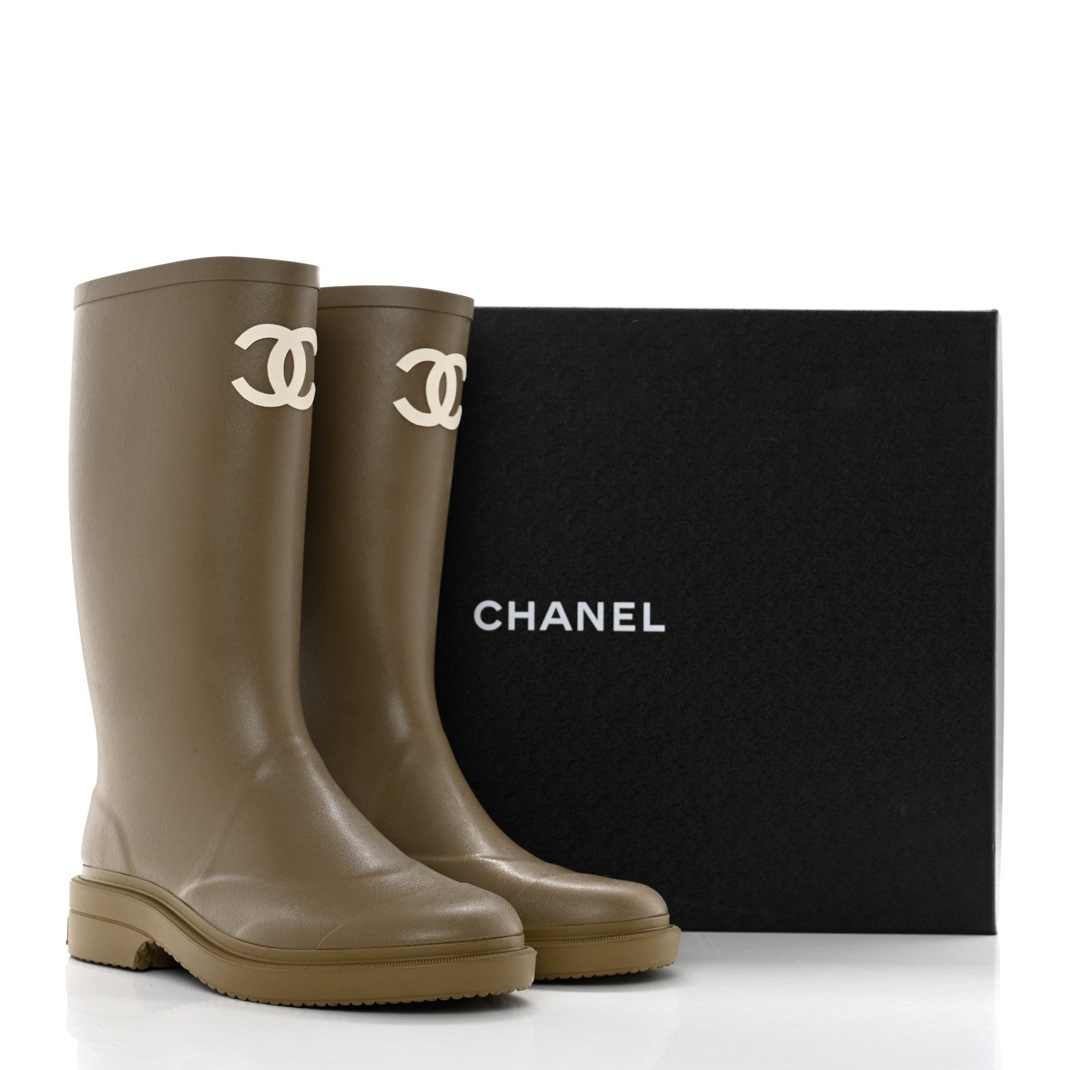 Chanel Caoutchouk CC High Boots 39 Dark Beige 9 of 9