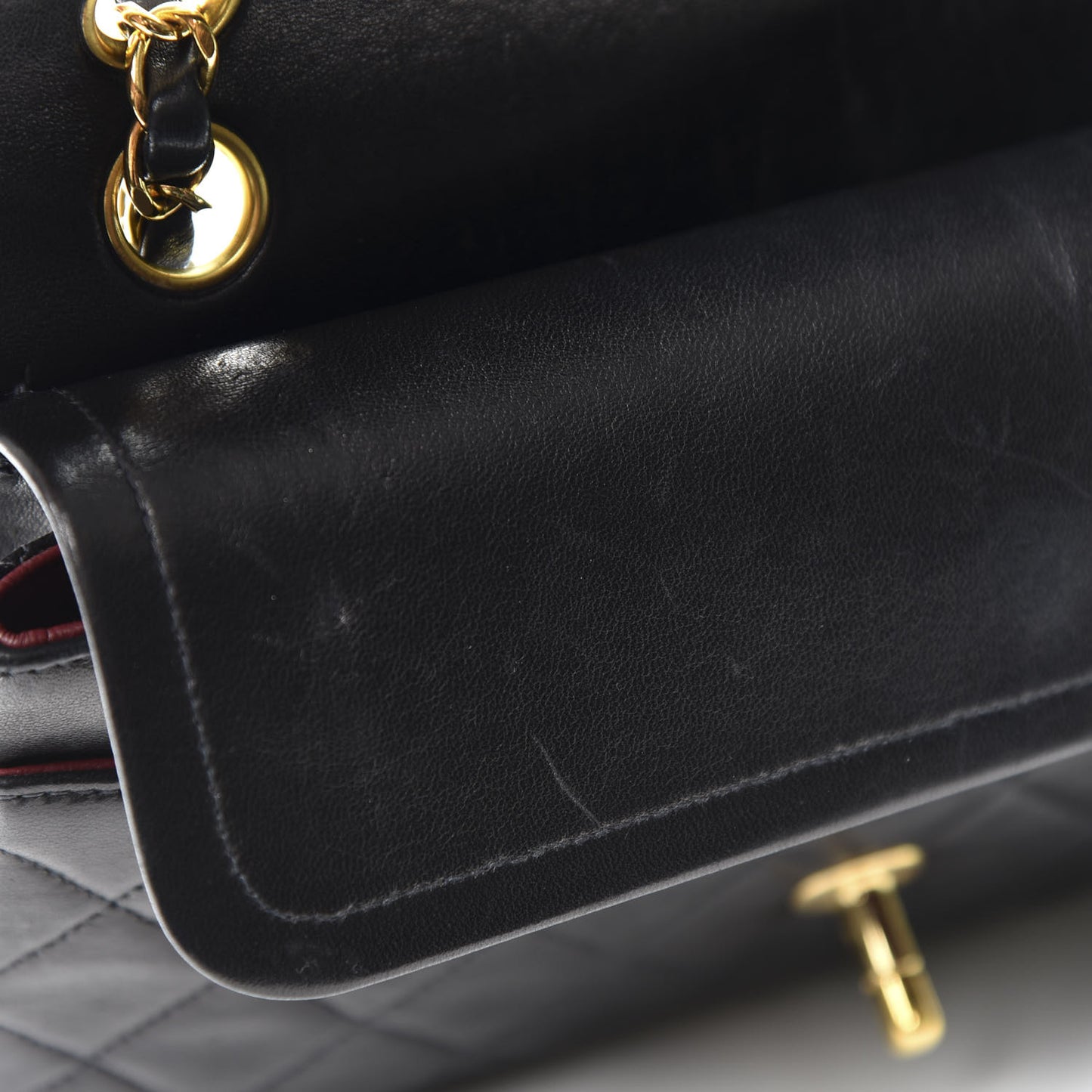 Lambskin Quilted Small Double Flap Black