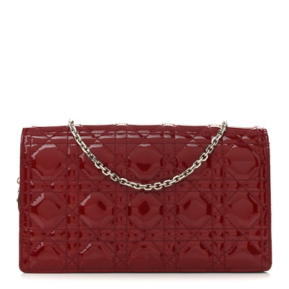 Christian Dior Patent Cannage Lady Dior Clutch Red 1 of 16