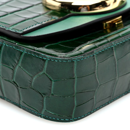 Chloe Calfskin Crocodile Embossed Mini C Double Carry Woodsy Green 8 of 9
