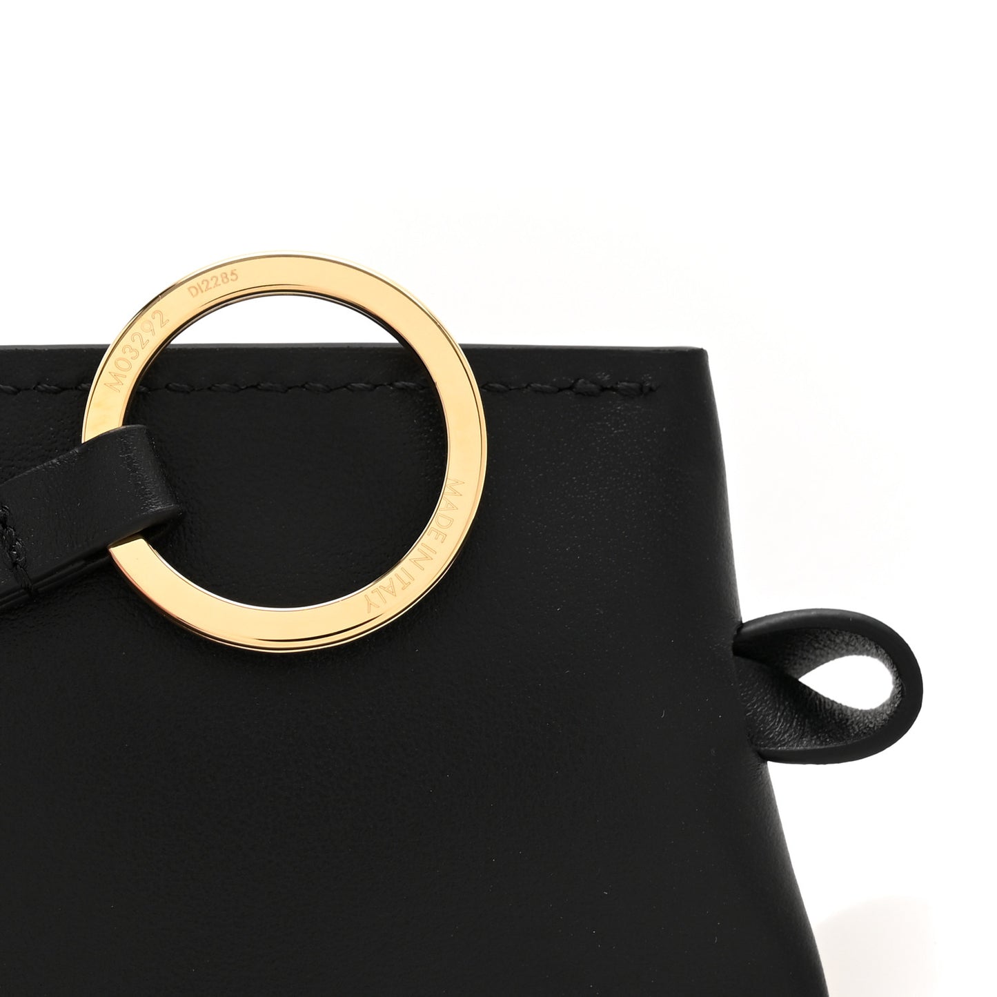 Calfskin LV Script Cloche Cles Bag Charm Black