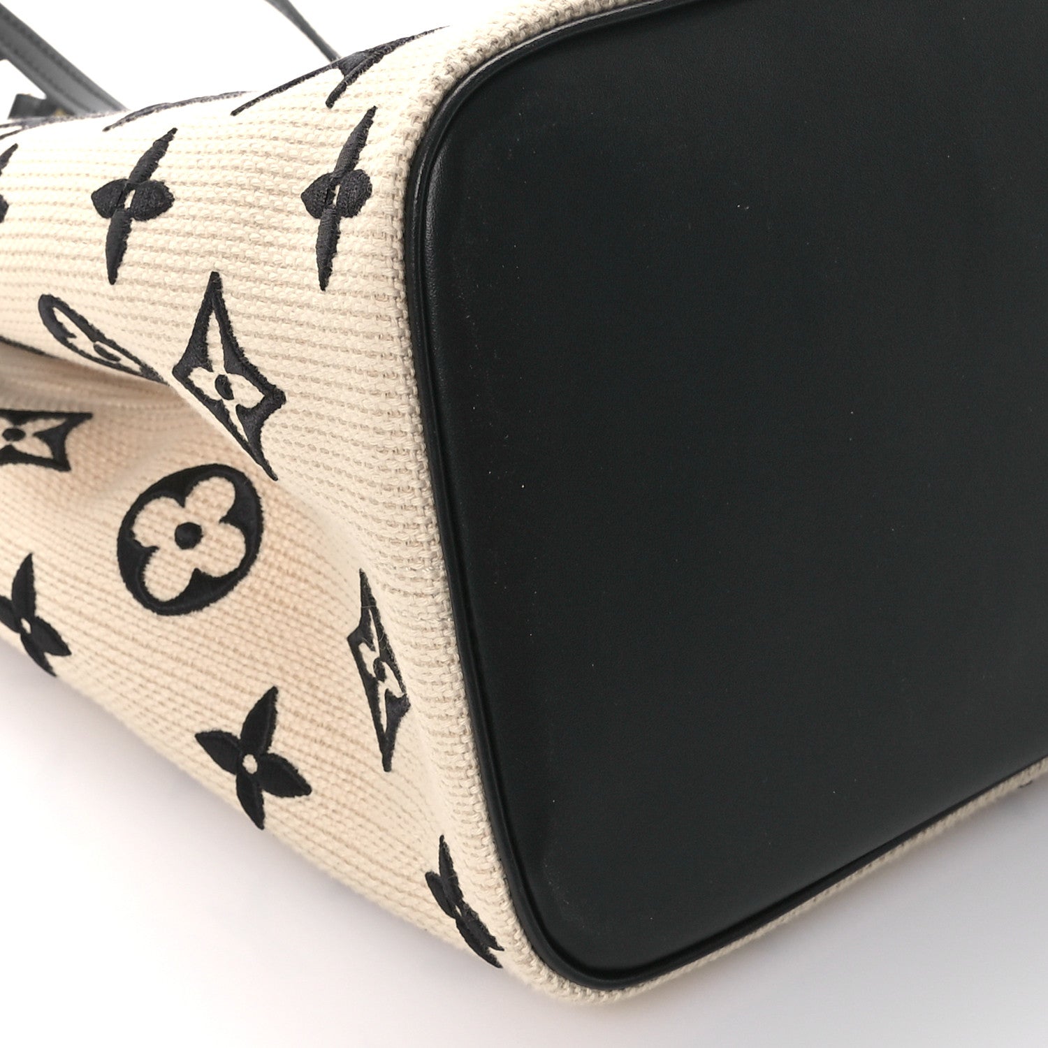Louis Vuitton Cotton Monogram Embroidered Neverfull MM Beige Black 9 of 11