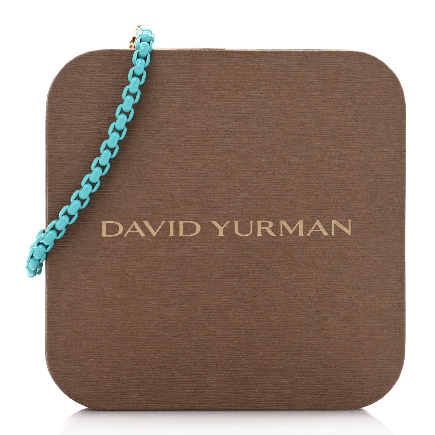David Yurman Stainless Steel 14K Yellow Gold Acrylic Bel Aire 4mm Chain Bracelet Turquoise 4 of 4