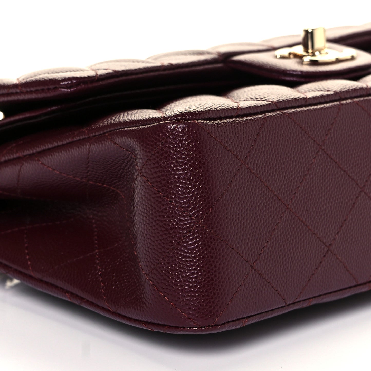 Caviar Quilted Small Double Flap Burgundy