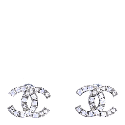 Chanel Baguette Crystal CC Earrings Silver 1 of 4