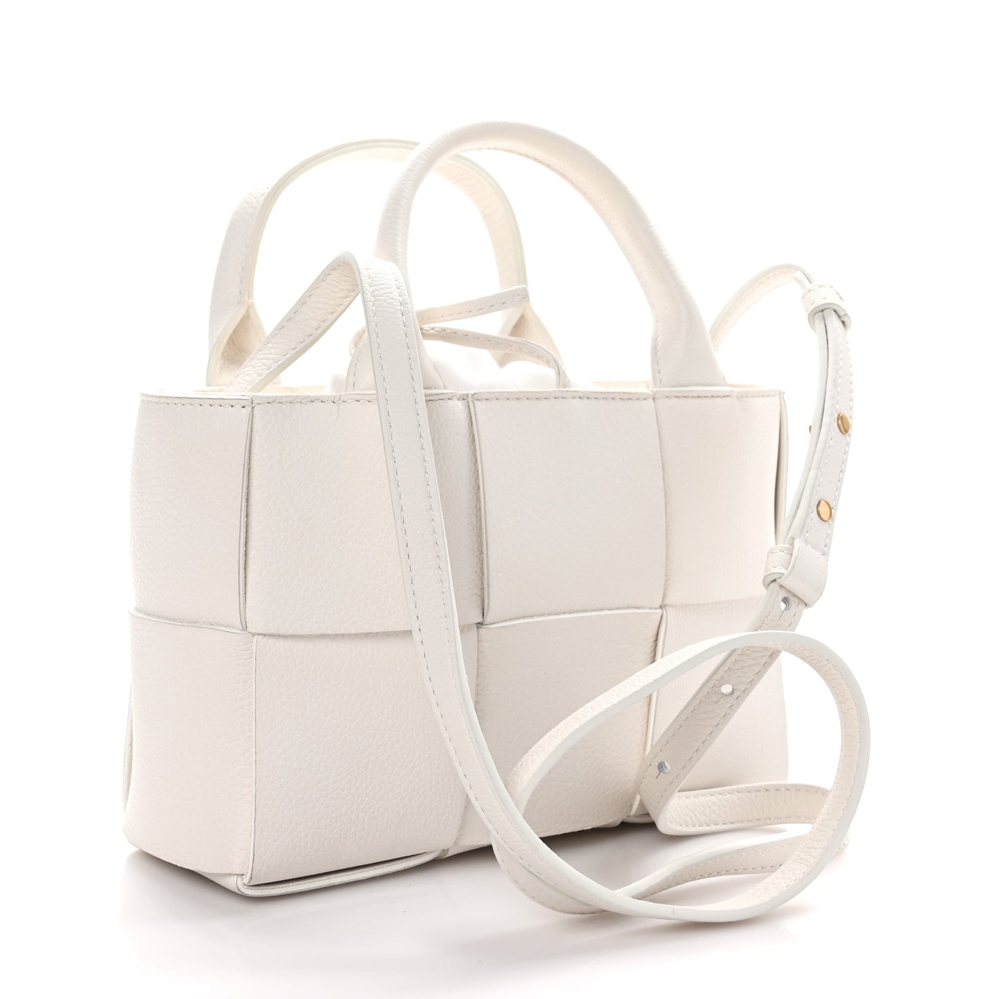BOTTEGA VENETA Grained Calfskin Intrecciato Candy Arco Tote White