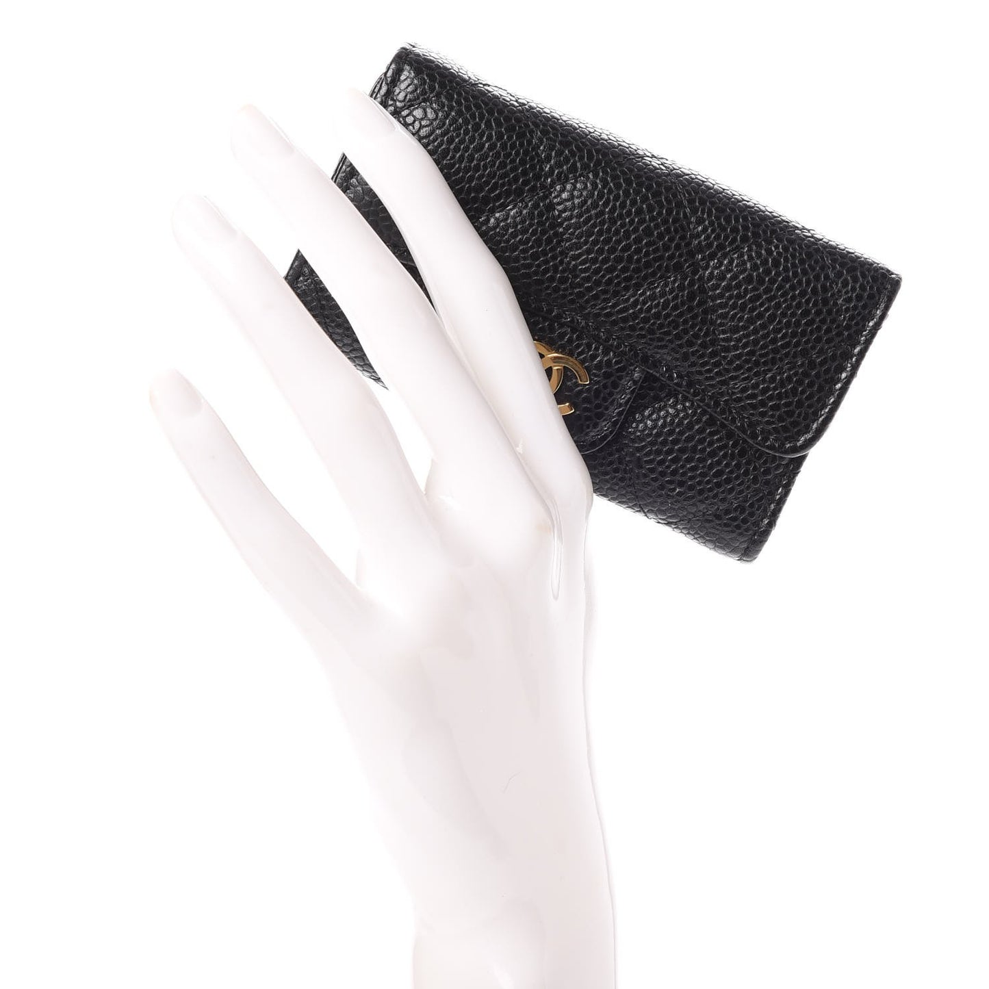 Caviar Quilted 6 Key Holder Black