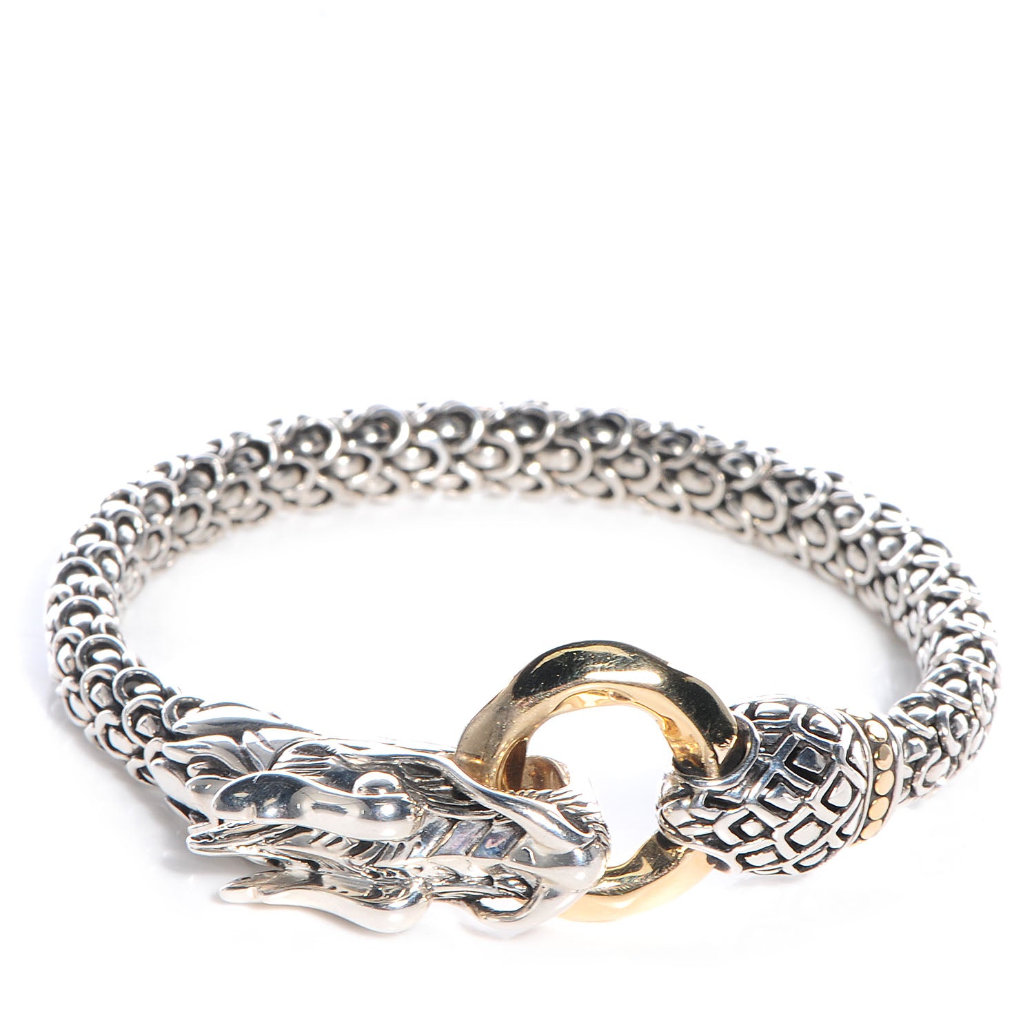 John Hardy Sterling Silver 18K Yellow Gold 6mm Naga Dragon Bracelet 1 of 7