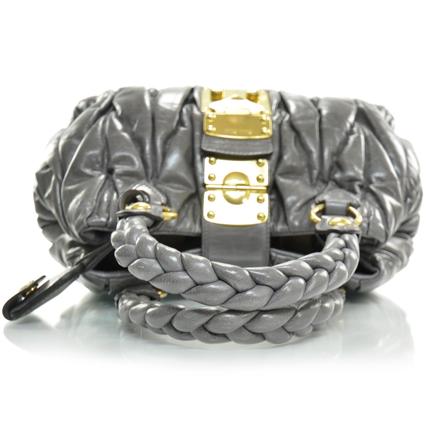 Miu Miu Leather Matelasse Lux Bauletto Aperto Grey 5 of 11