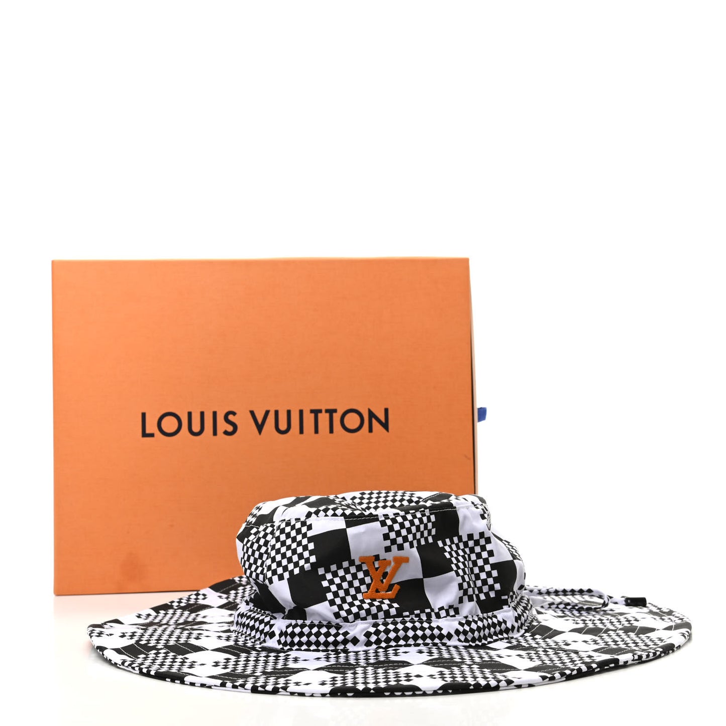 Fabric Damier Printed LV Hat 60 Black White