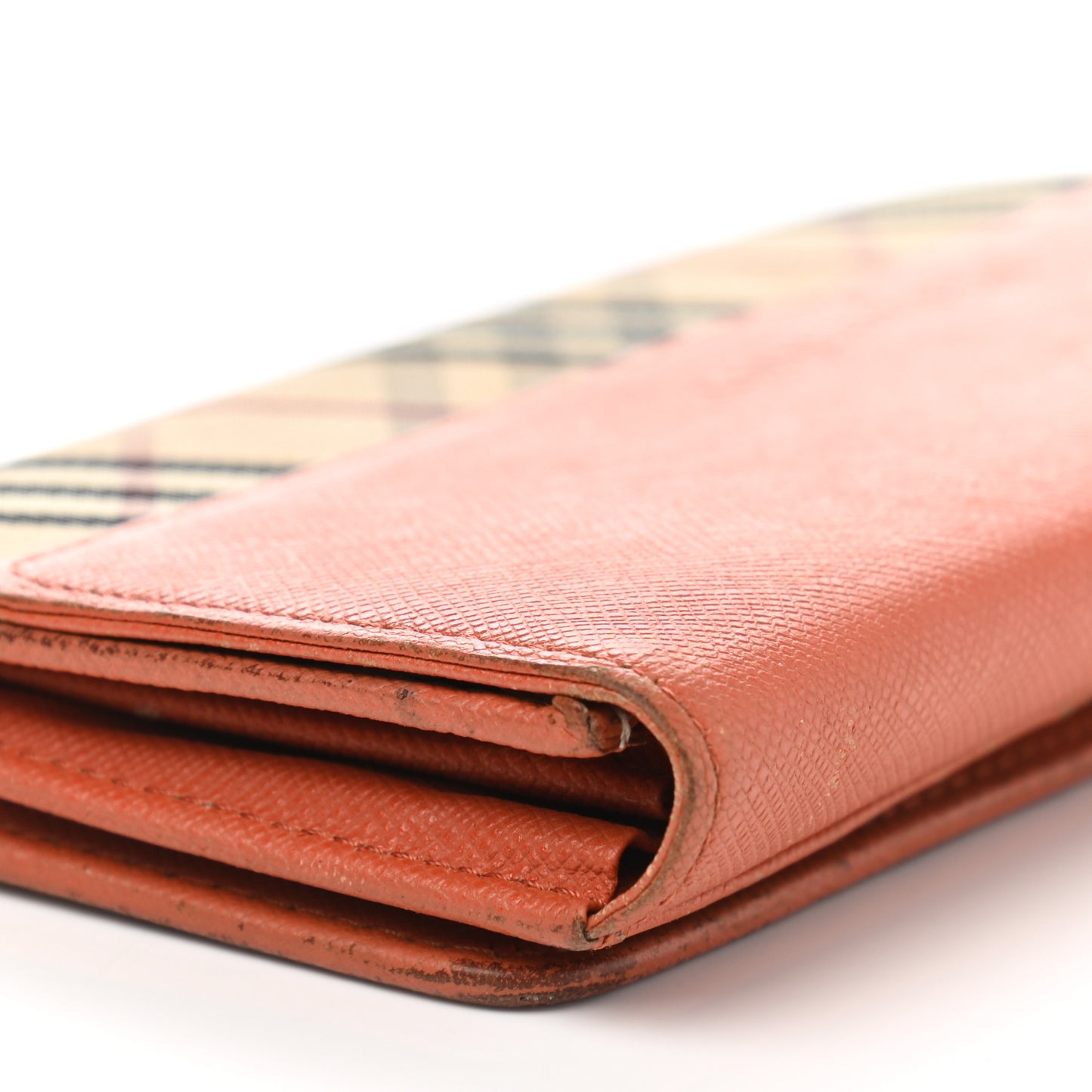 Calfskin House Check Continental Flap Wallet Orange