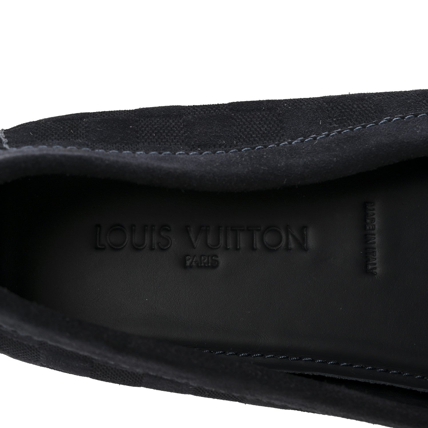 Louis Vuitton Suede Damier Mens Monte Carlo Moccasin Loafers 10.5 Navy 8 of 9