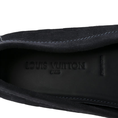 Louis Vuitton Suede Damier Mens Monte Carlo Moccasin Loafers 10.5 Navy 8 of 9