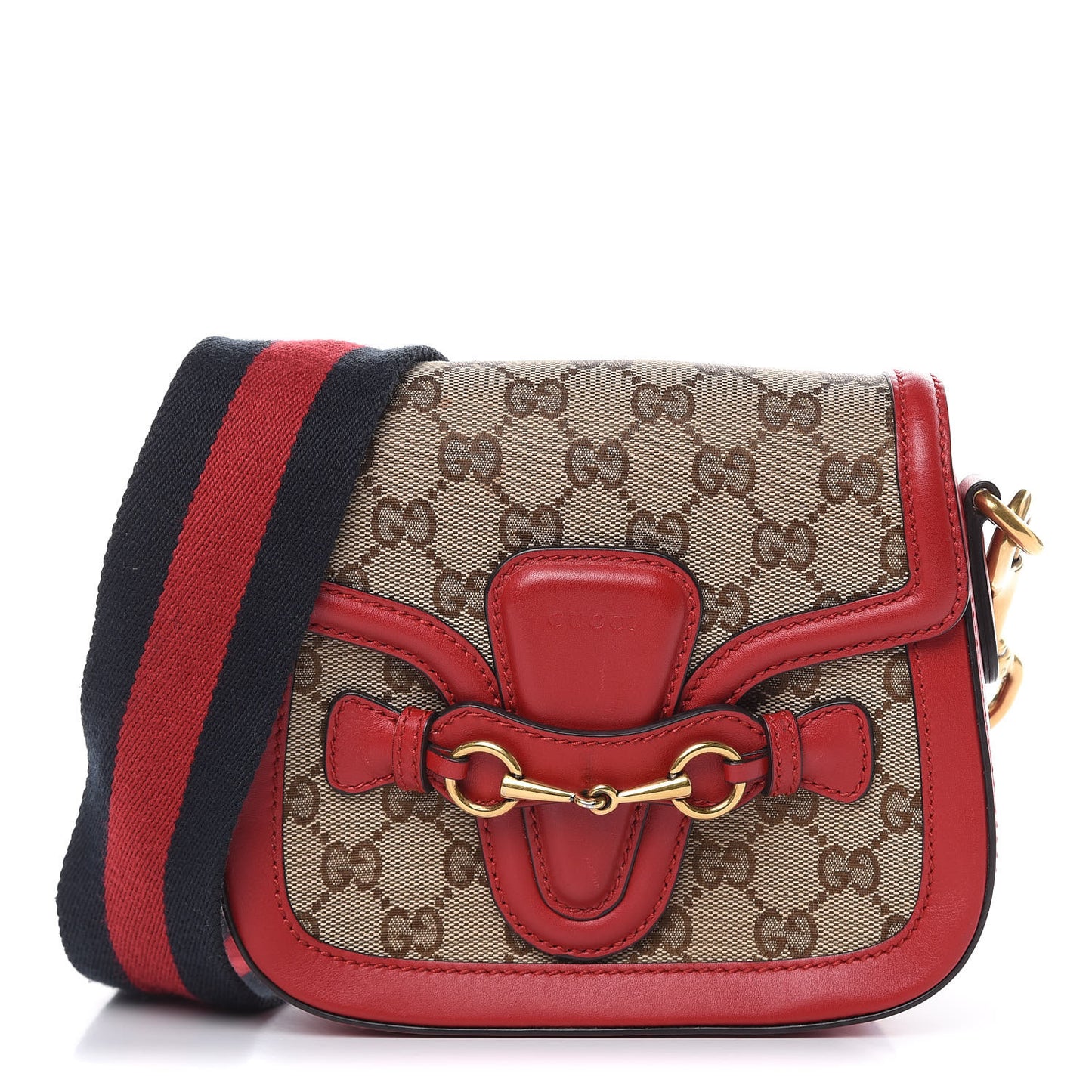 Monogram Ruinart Calfskin Small Lady Web Shoulder Bag Beige Ebony Hibiscus Red